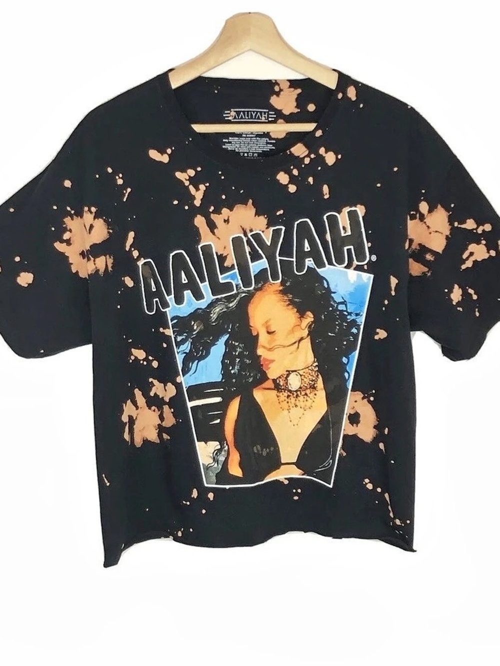 AALIYAH Graphic Short Sleeve Tee in Black & Orange Vintage Tye Dye EUC Size - L